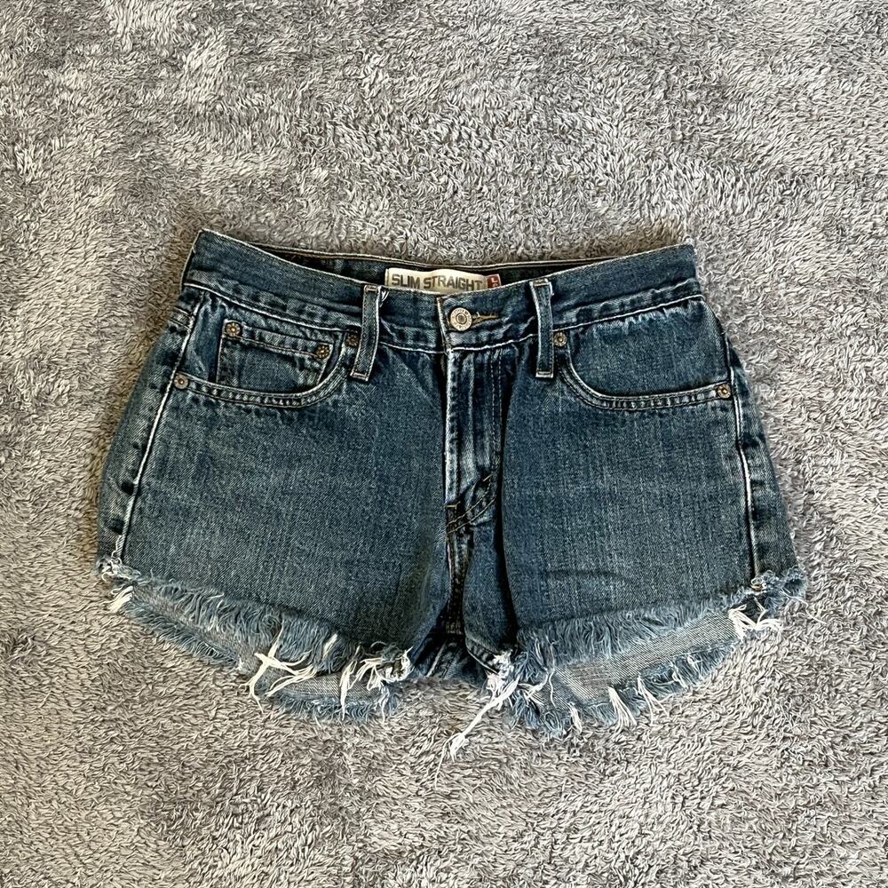 Levi's 514 Blue Dark Wash Jean Shorts Denim Cutoff Shorts Women's Size 29